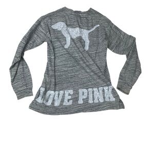PINK Victoria's Secret size XS sequin white Gray Long Sleeve Shirt y2k 90s